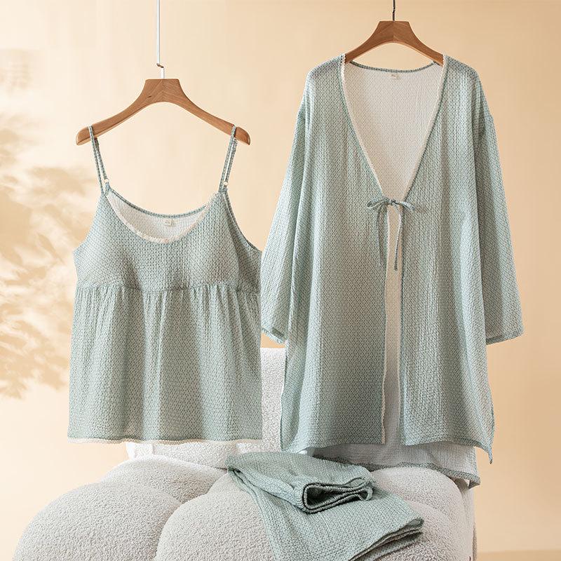 

2026 Spring Cotton Camisole, Cardigan, and Lace-Up Home & Outdoor Wear Set XL