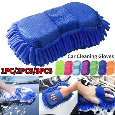 1PC Chenille Wash Gloves Microfiber Washing Sponge Mitt Car Care Detailing Brushes Esponja de lavagem Sem riscos Luva de cuidados e detalhamento automotivos Mitt