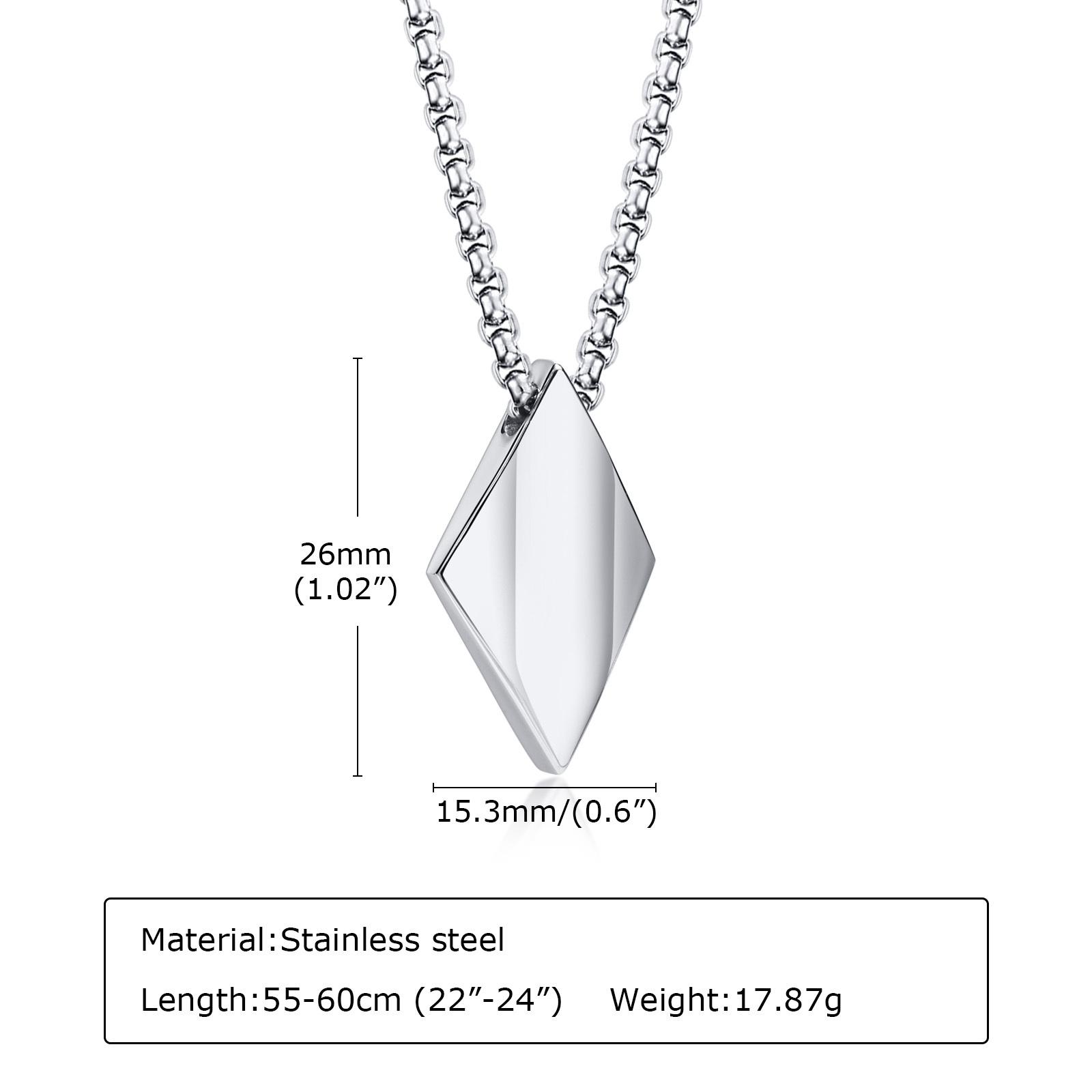 

Rhombus Man Necklace Stainless Steel Jewelry Pendant With Adjustable Box Chain Collar Father Boyfriend Valentine s Day Gift