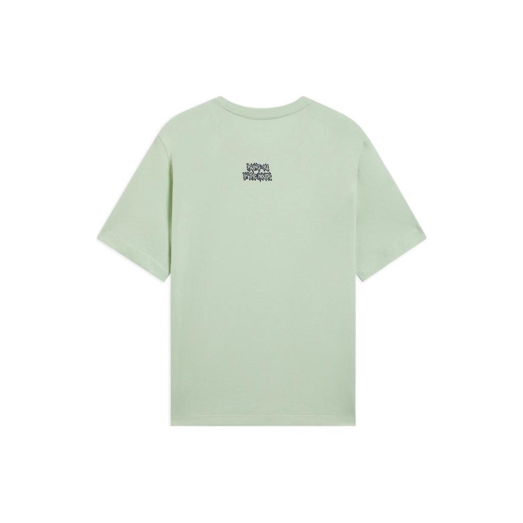 Li-Ning Badfive Serie Irreführende Taktiken Lässiges Sport-T-Shirt mit Buchstabenaufdruck Einfarbig Kurzarm Herren Tops Schaumgrün AHSS419-7