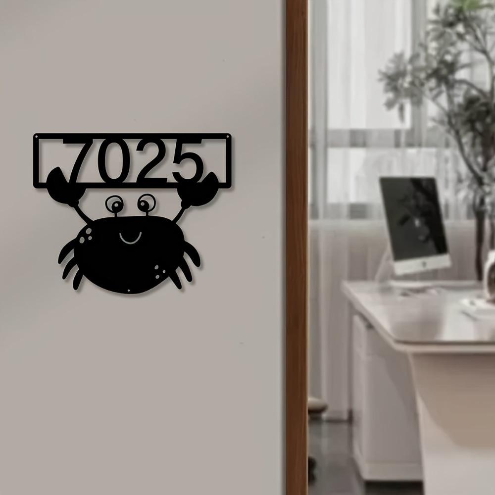 Metal Crab Wall Decor Handmade Custom Address Sign Outdoor Gift