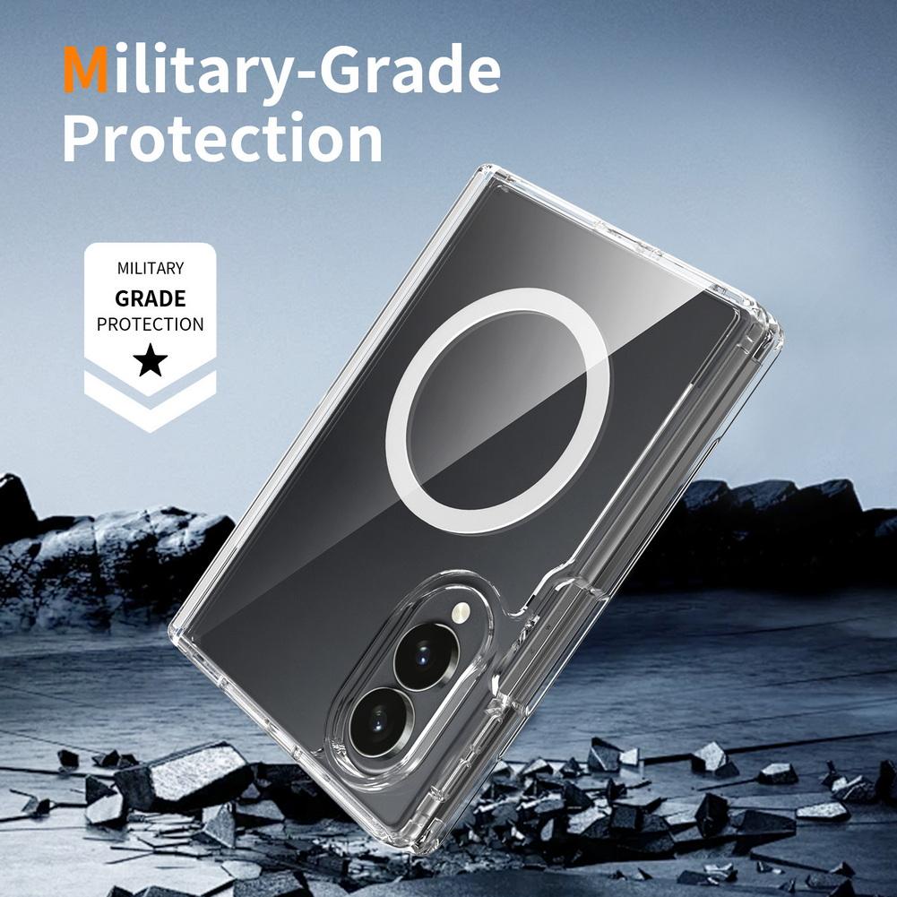 Crystal Clear Multi-Layer Phone Case for Samsung Z Fold 8 Fold8 Ultra Galaxy Z Fold 7 6 Built-in Magnetic Hinge Protective Cover