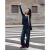 Women's Lamb Wool Blend Color-Block Ruffle Trim Cardigan
