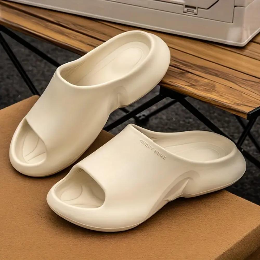 Jednoduché jednobarevné pantofle, ležérní boty s otevřenou špičkou a měkkou podrážkou, pohodlné domácí koupelnové pantofle