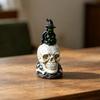Halloween Totenkopf Statue, Gruselige Harz Hexe Totenkopf Figur, Gotische Skelett Skulptur für Regal, Schreibtisch, Zuhause, Büro Dekoration