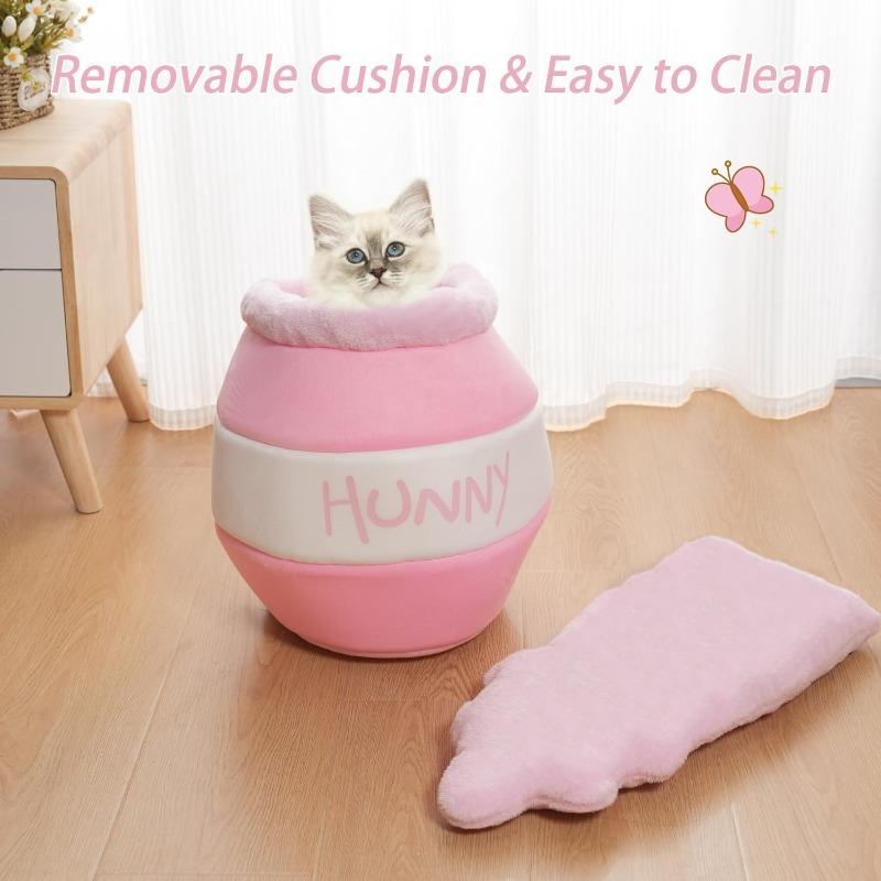 Honey Pot Cat Cave Bed, Soft and Thick Rebound Sponge Pet Nest with Removable & Washable Cushion