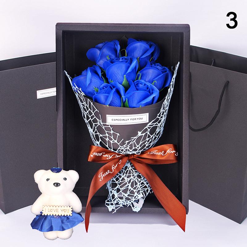 Cutie Cadou Flori De Sapun De 7 Trandafiri Buchet Mic Pentru Nunta Cadouri de Ziua Indragostitilor