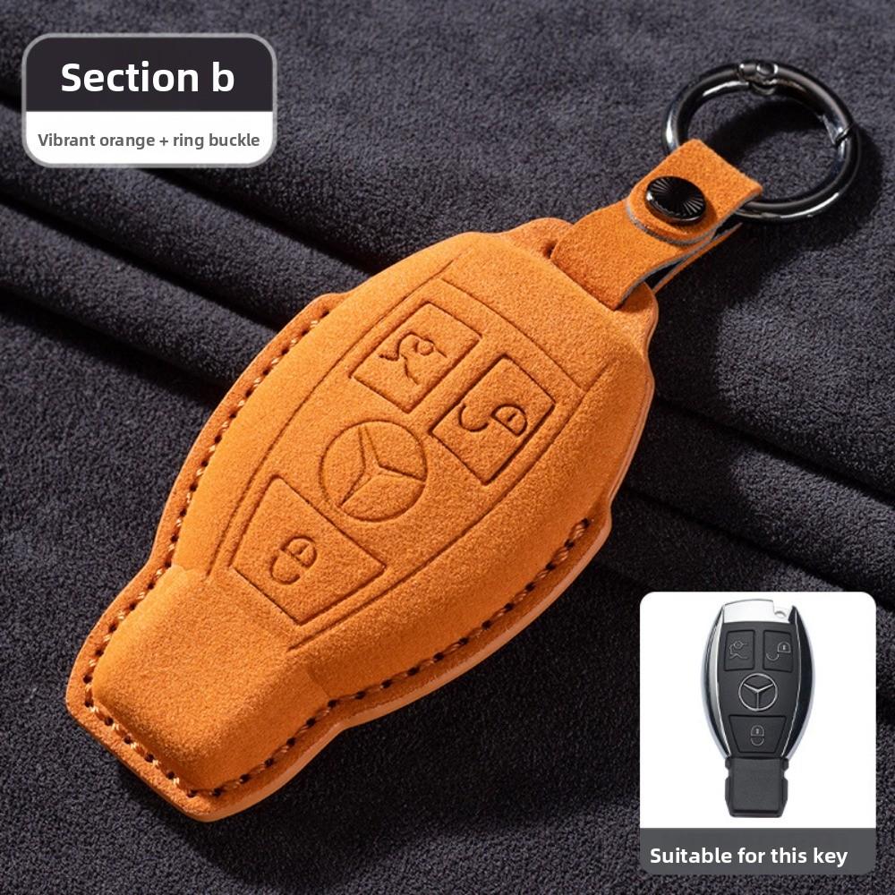 For Mercedes E300L Key Cover GLC260 Leather Case for Men E260L Car Accessories Suede Flip