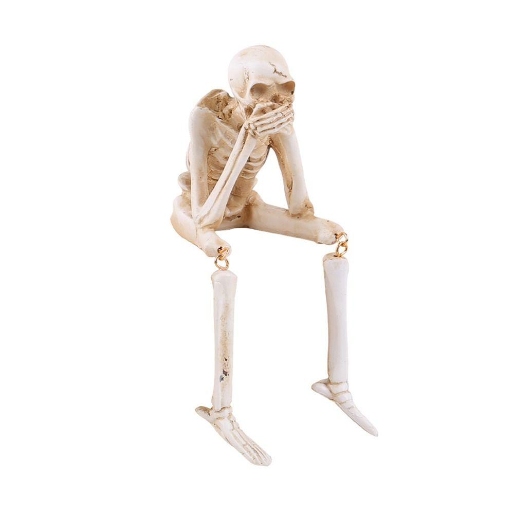 

White Halloween Human Skeleton Resin Moveable Leg Bone Hanging Leg Skeleton Toys Haunted House Decoration Body Figurine