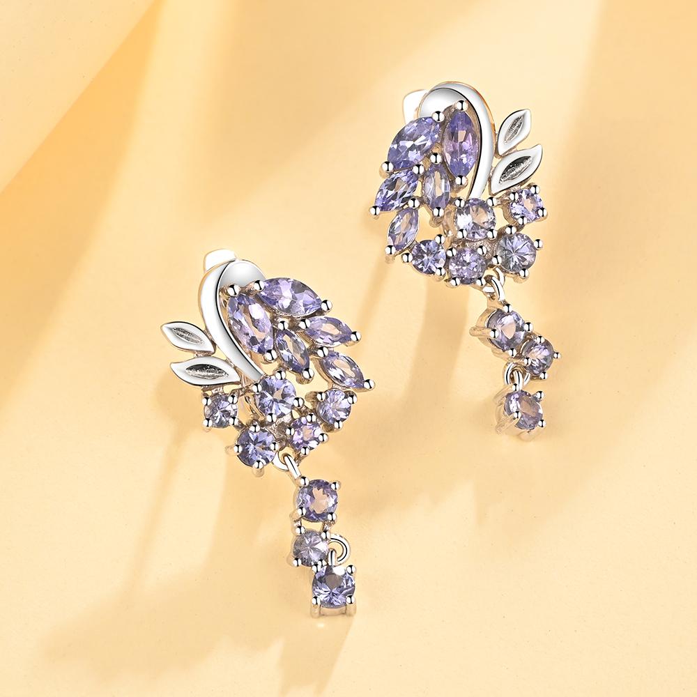 Cercei ușoare de lux, superbi, albastru natural, tanzanit, pentru femei, cadou de logodnă de aniversare din argint 925