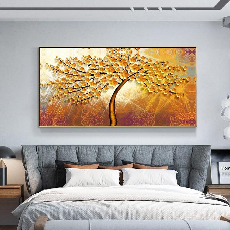 Pintura de flores de paisaje de viento, decoración de arte de la pared, decoración minimalista nórdica, póster, imagen, pintura para decoración del hogar y sala de estar