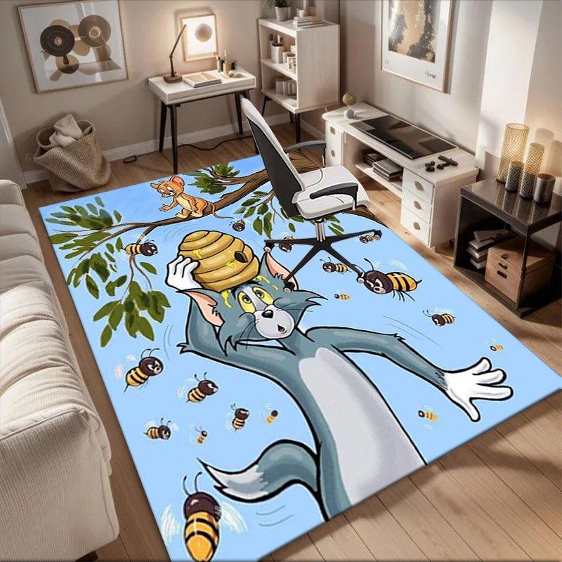 Tom et Jerry Ruche Abeille Miel Dessin Animé Enfants Sticker Mural Décoration Maison Décalcomanie Artistique Tapis de Bureau Décoration Maison Cadeau Pour Halloween & Noël LD135 60cm by 90cm gray