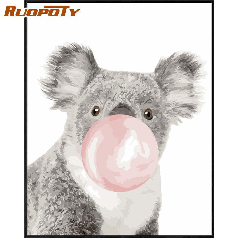 

Ruopoty безрамное милое животное картина DIY цифровая краска по номерам наборы ручная роспись Современная настенная живопись холст для художественных работ 40x50 см 40x50CM NO Frame