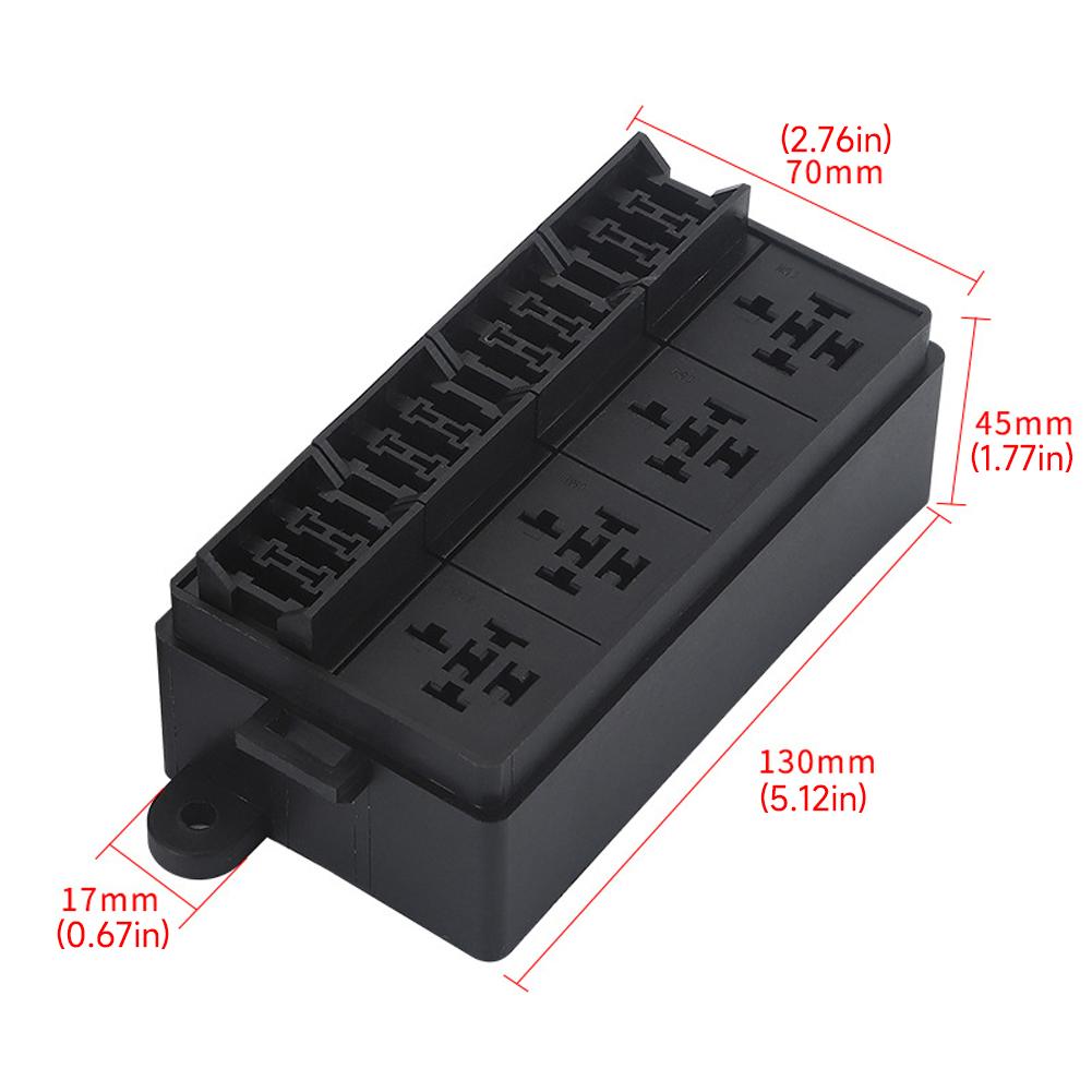 12V Fuse Relay Box with 4 Relay Blocks 12-Way Fuse Holder Dual Pre-Wired Automotive Fuse Block with Cover for Car Truck Marine RV Boat