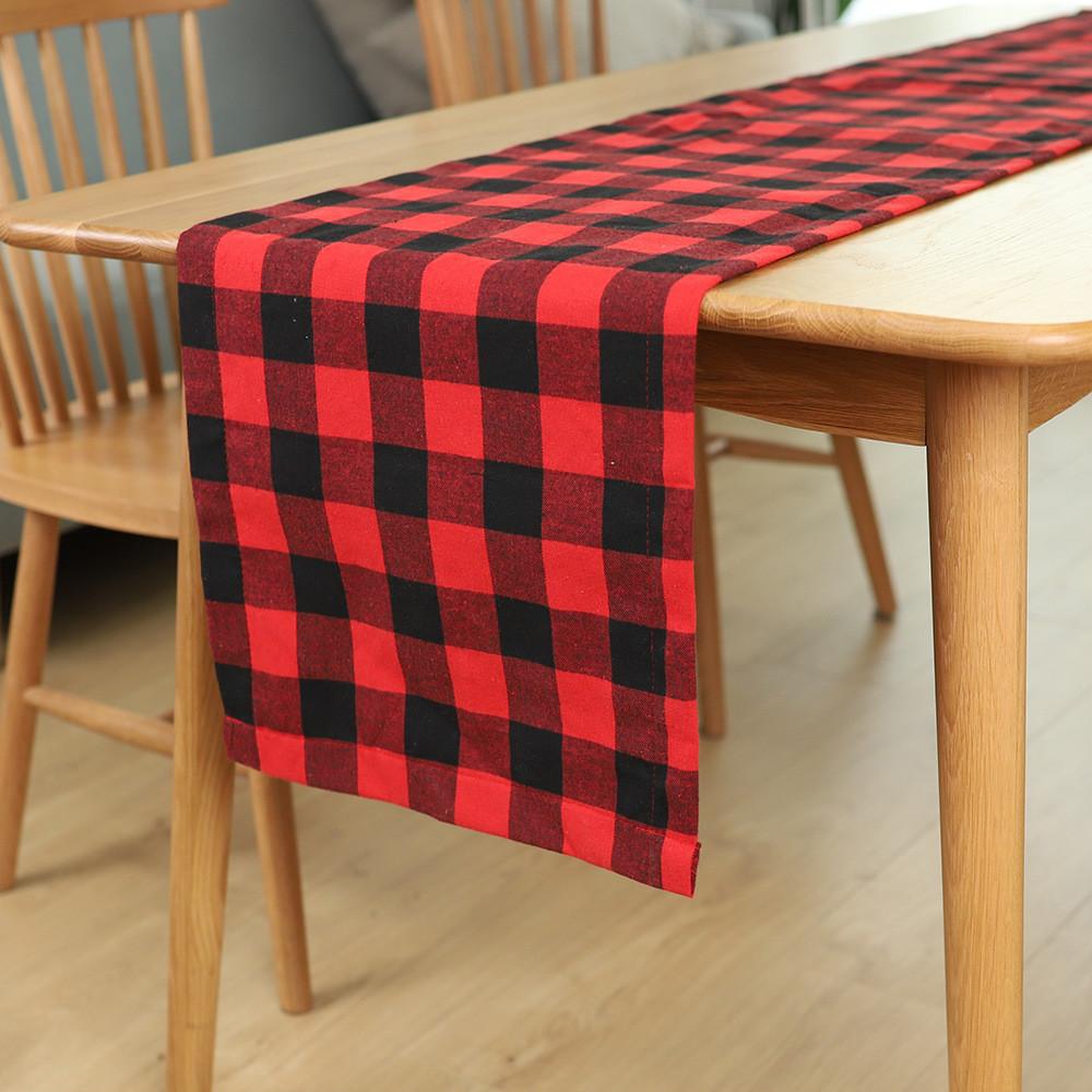 

Flag Table Christmas Covers Plaid Pattern Decoration Party Dining Placemat Gift красный черный