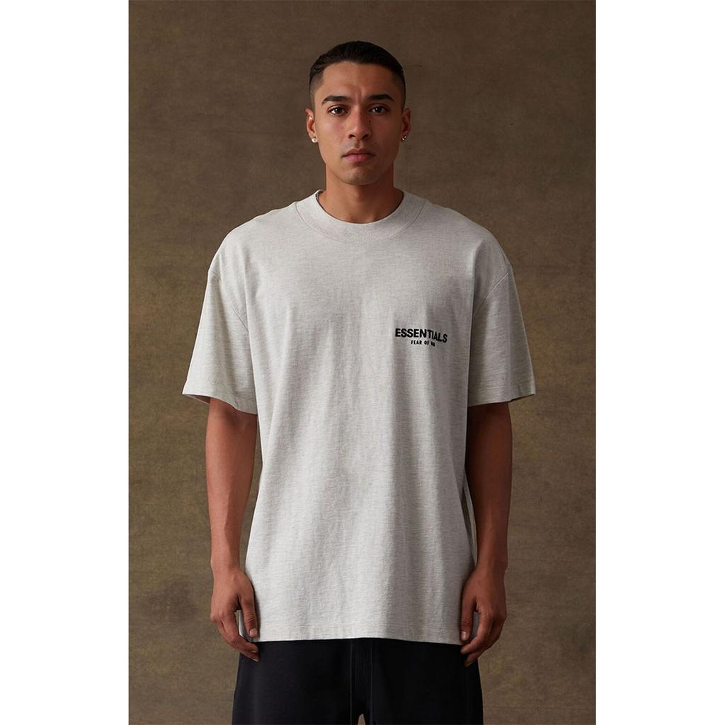 Fear of God Essentials SS22 Embossed Logo Crew Neck T-Shirt Men Tops Light-Oatmeal FOG-SS22-904