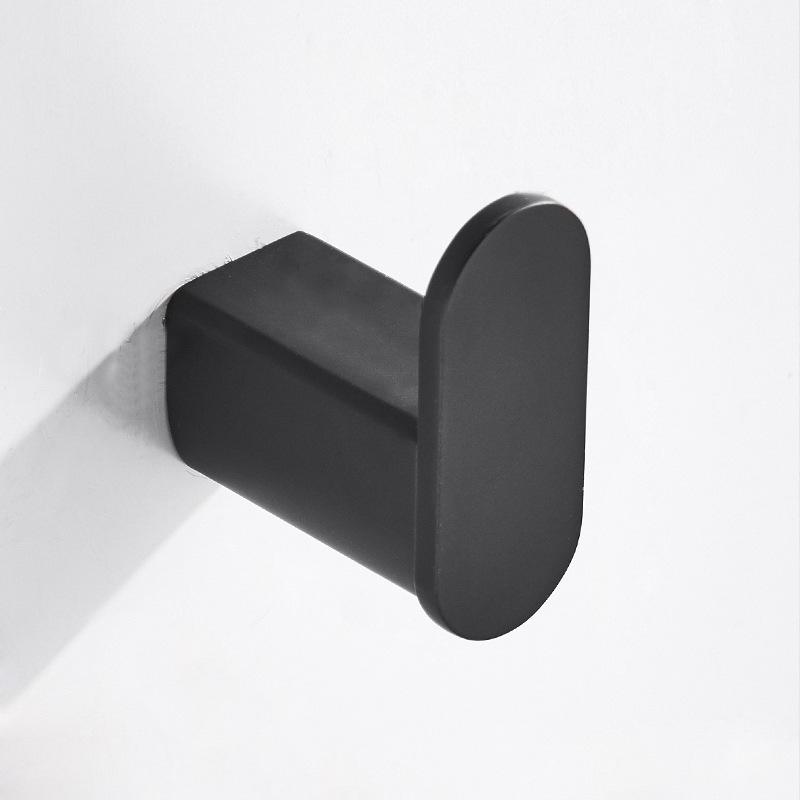 Black 304 Stainless Steel No-Drill Coat & Hat Hook for Bathroom or Entrance