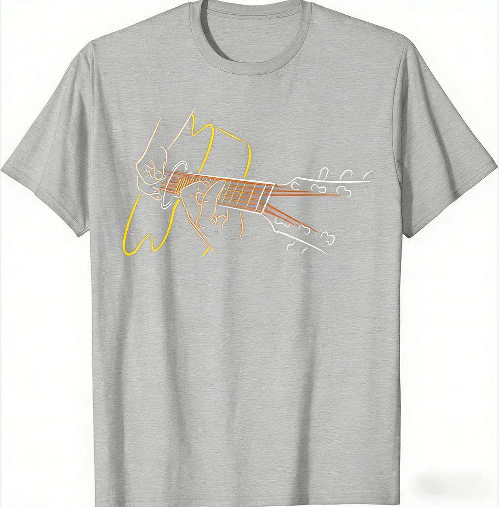 Guitarprinted Cotton Tshirt The Perfect Gift for Guitarists or Bands 2026 Summer New Unisexs and Womens Casual Fashion
