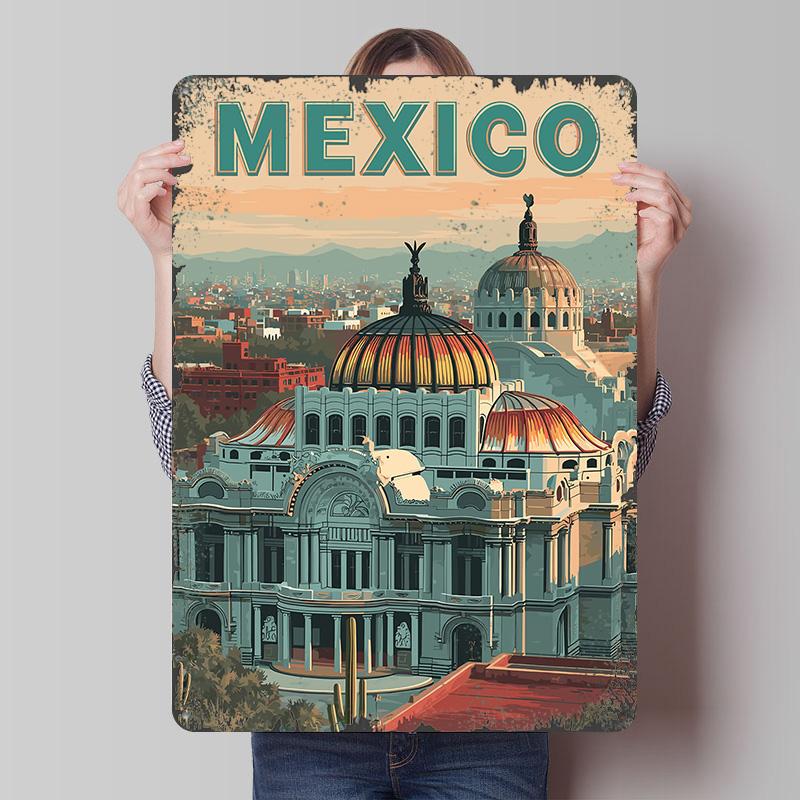 Mexico City Travel Tin Plaque Poster Customized Wall Art Retro Vintage Metal Signs for Man Cave Office Decor Room Ornaments Home