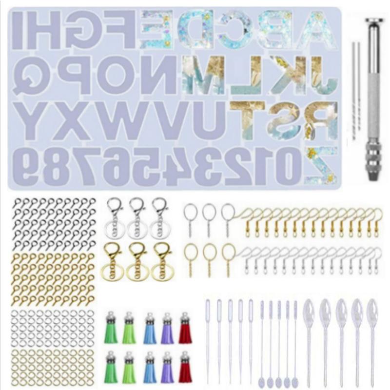 186 Pieces Silicone Resin Casting Molds Starter Kit , Alphabet Number Molds for Resin Casting, DIY Crystal Glue Jewelry Mold Set