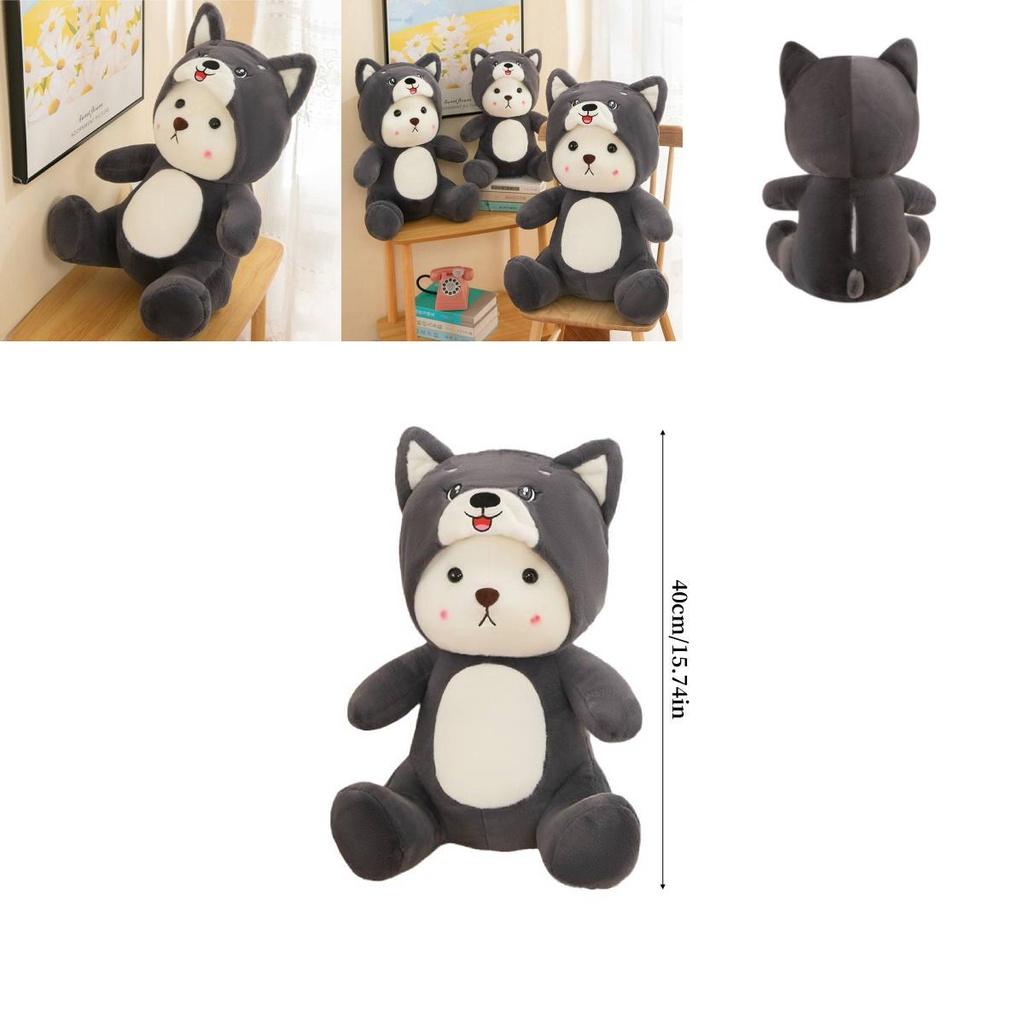 New Cross-border Plush Toy Cartoon Husky Transformed Into Bear Cushion Doll For Sleeping And Hugging