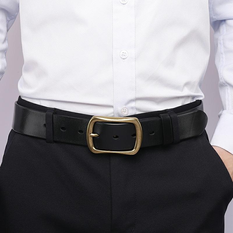 Paul Genuine Leather Men's Belt - Pin Buckle Casual Waistband for Middle-Aged and Young Business, Versatile and Fashionable.