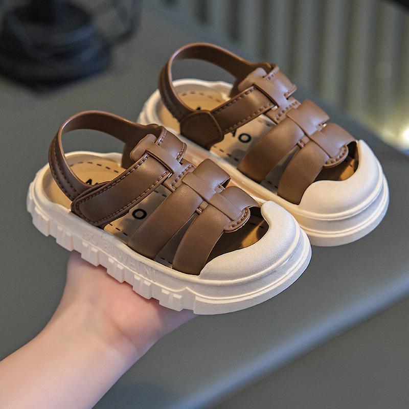 Children's Sandals Men's Summer Slippers-year-old Soft-soled Non-slip Children's Sports Leather Beach Sandals Baby Toddler Shoes
