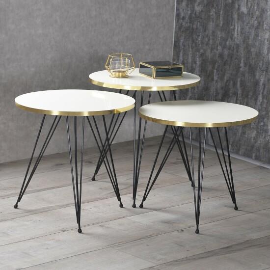 Cheap Nesting Table Black Wire Leg Gold White Scandinavian Style Modern