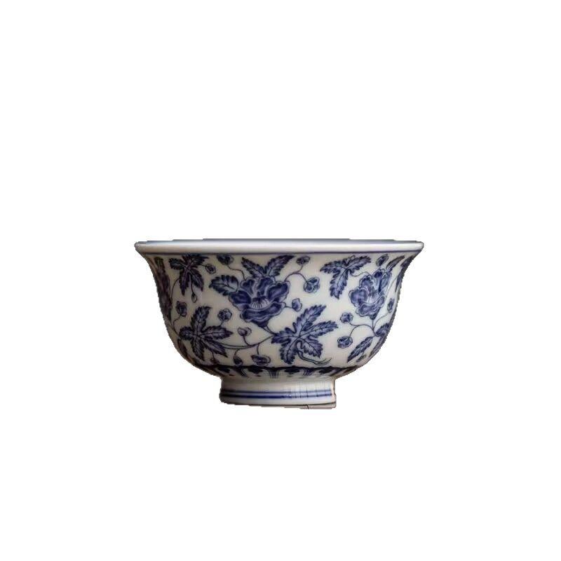 White Porcelain Blue And White Okra Yongle Teacup Master Cup Single Cup Ceramic High-End Kung Fu Tea Set Personal Special Tea Cup