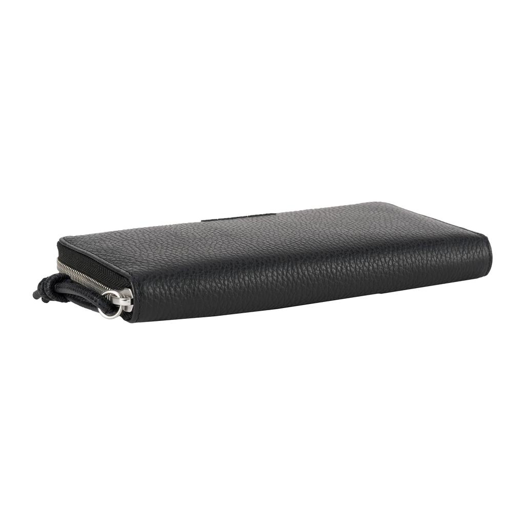 EMPORIO ARMANI Wallet with Logo Y4R169 Y068E Full-Zip Plate, 80001, Black, Unisex, Women's [Used]