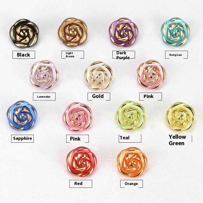 30 Pezzi Bottoni Fiore Rosa Acrilico Bottoni Camicie Maglioni Accessori Cucito Artigianato Fai da Te