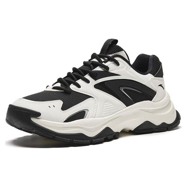 Anta Hot OG 2 Cushioning, Wear Resistant Low Top Chunky Sneakers Men's Black White 912348803-1