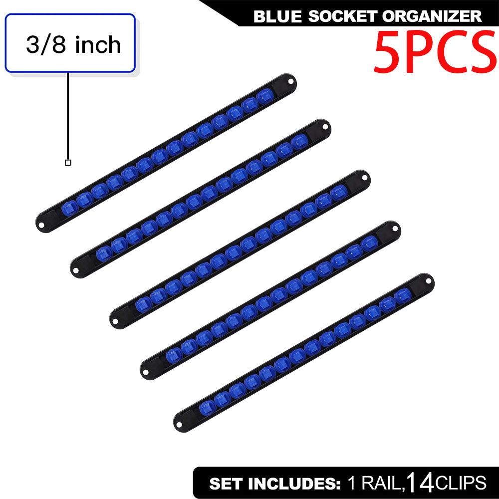 ABS Socket Organizer 360° Swivel 1/4Inch 3/8Inch 1/2Inch Premium Quality Socket Clip Rail Holder socket organizer tools Blue