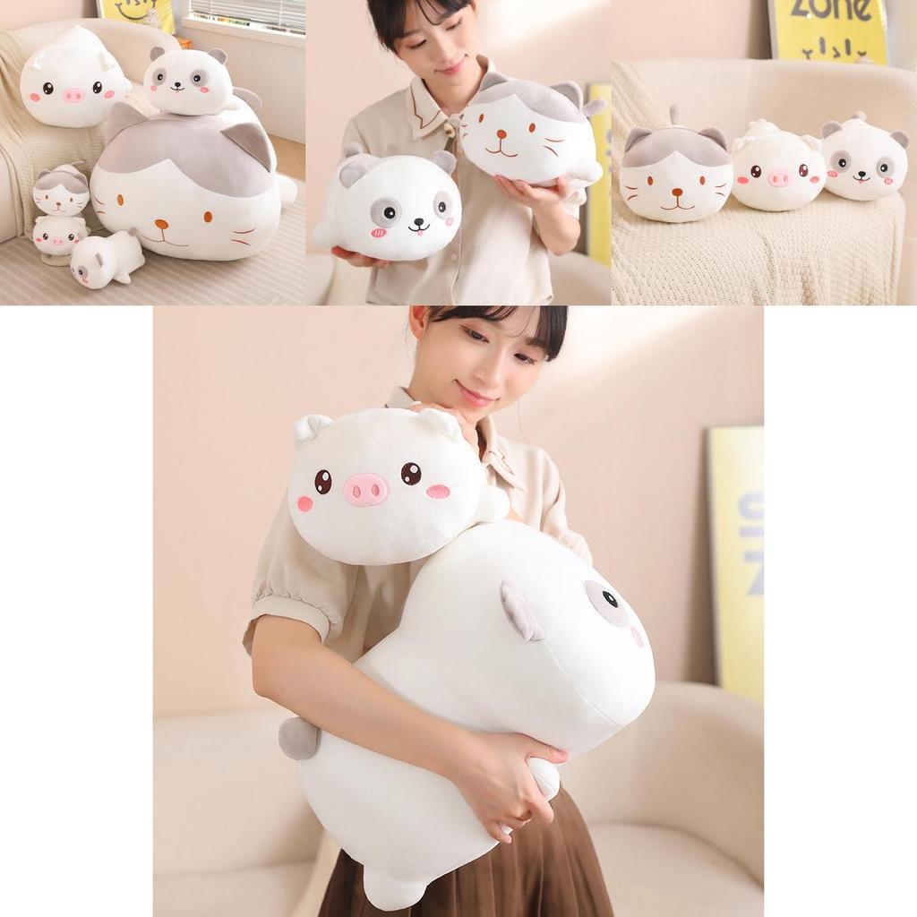 Adorable Dingding Series Plush Pillow Soft Cartoon Stuffed Toy For Girls Panda And Pig