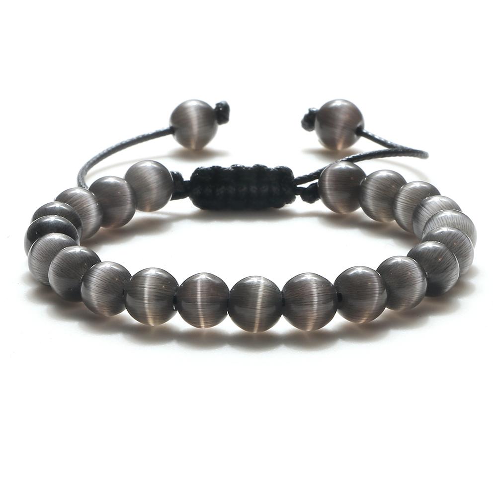 8mm náramek z kamenných korálků z tygřího oka Nastavitelné náramky z pleteného lana Přírodní lávový kámen Muži Ženy Náramky pro léčení jógy