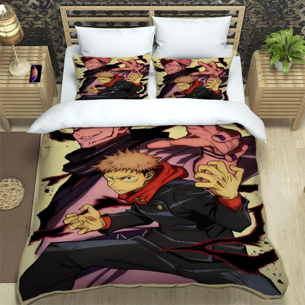 Japan Anime Teenagers Gifts Jujutsu Kaisen Bedding Set Sato Gojo Duvet Cover Sets Twin Queen King Single Size