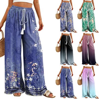 Women's Wide-Leg Casual Flowy Floral Print Pants