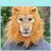 Latex Lion Mask With Elastic Fit For Halloween Costume Party And Cosplay Events