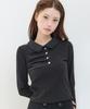 ILLIGO Dot Pintuck Collar Long Sleeve Black