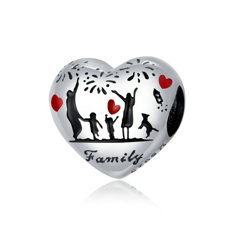WOSTU Forever Family Charm 925 Sterling Silver Home House Enamel Beads Pendant Fit Original Bracelet DIY Jewelry For Women