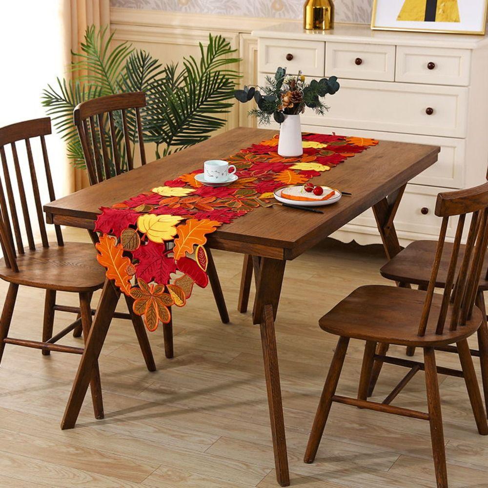 Harvest Theme Maple Leaf Table Runner Autumn Colors Table Cloth  Farmhouse Decor