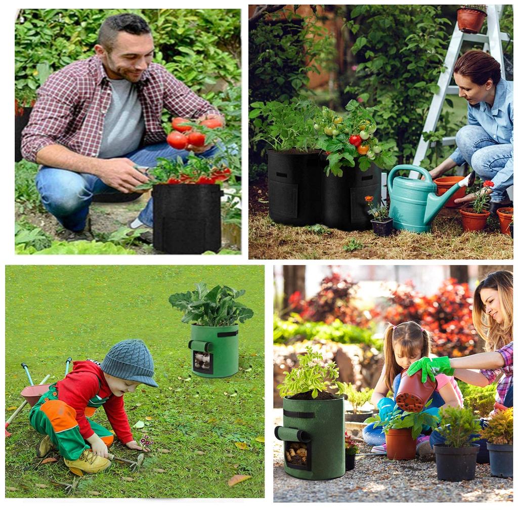 simpleSS 7 Gallon Fabric Pot Vegetable Planting Bag Felt Planter Fabric Pot Flower Pot Cloth Plant Cultivation 35cm X Diameter Plants Grow Healthily
