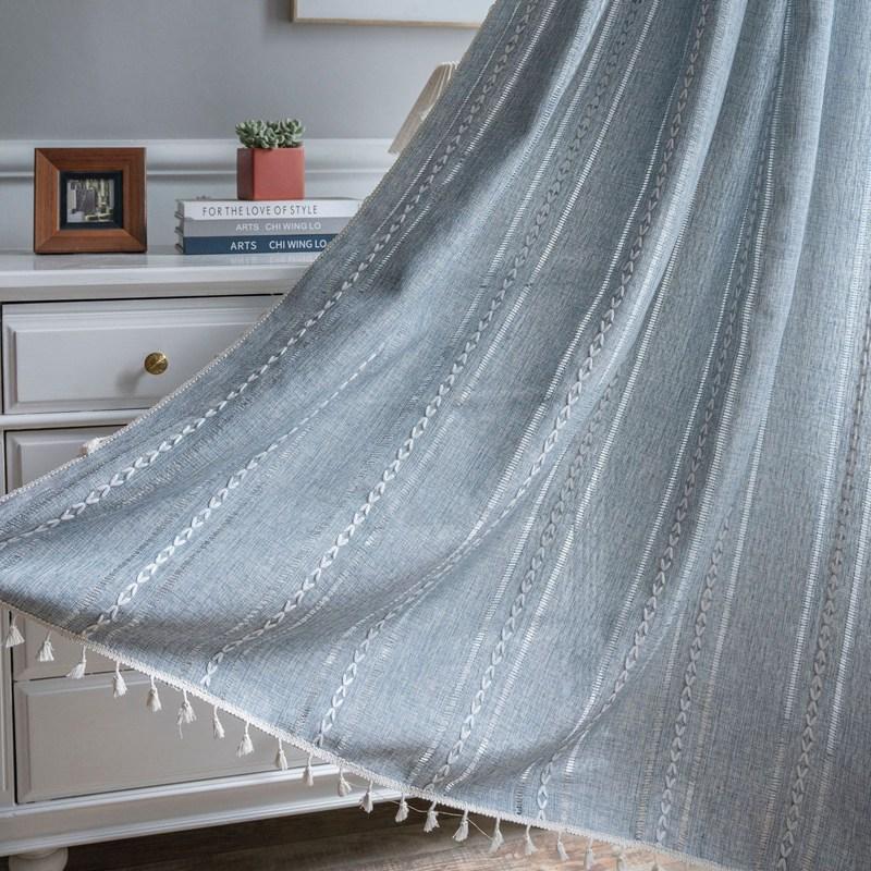 Cotton Linen Knitting and Embroidery Window Curtains for Living Room Short Vintage Home Decoration Tassel Drapes Kitchen Valance