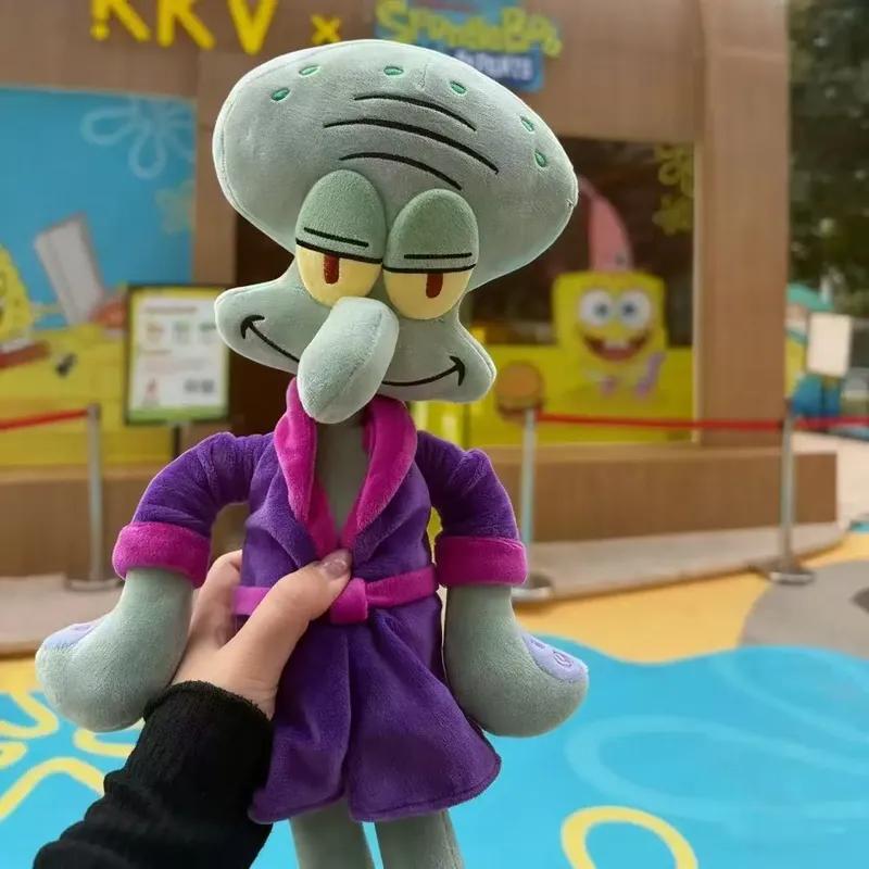 Cartoon Spongebob Squidward Plush Doll Anime Purple Pajama Robe Soft Stuffed Toy Bedtime Sleeping Accompany Doll Surprise Gfts