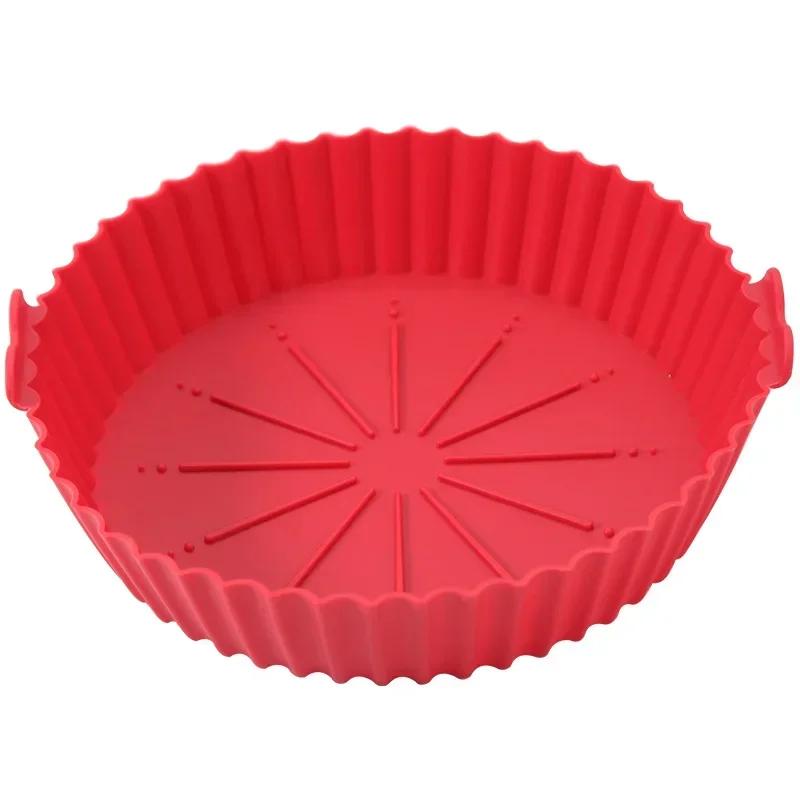 Air Fryer Silicone Pot Basket Tray 17/20/23cm Round Square Airfryer Reusable Silicone Air Fryer Liners Food Safe Non Stick