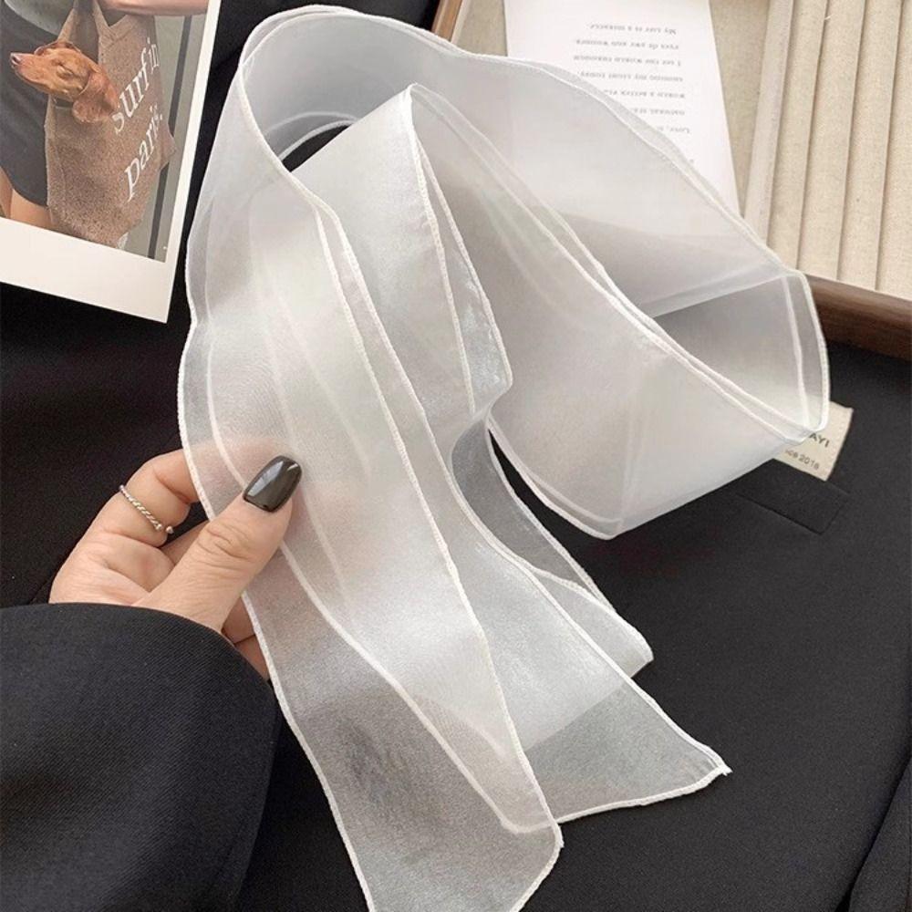 Silk Material Silk Scarf Thin Long Narrow Scarf Fashion Decorative Scarf  Women