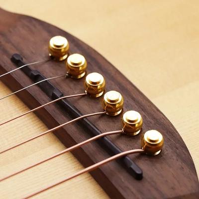 6Pcs Guitar Strings Nail Metal Acoustic Guitar Bridge Pins Brass Guitar Strings Fixed Cone String Pins String Nut Nails