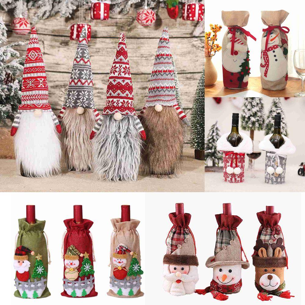 Decoration Xmas Gift Table Decor Christmas Ornaments Santa Claus Wine Bottle Cover Bottle Dress Up