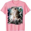 Space Wolves Graphic Tee Howling At Moon Print Cotton Casual Crew Neck T-Shirt for Men