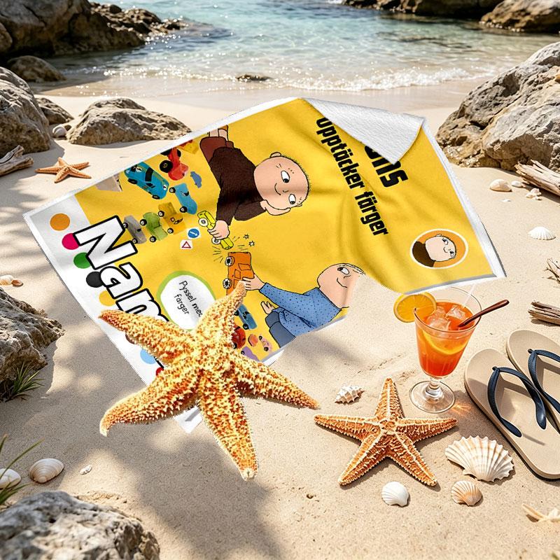 Custom Name Personalized Alfons Aberg Print Beach Towel, for Trip Camping Beach Party Home Decor, Birthday Gift for Family & Friends